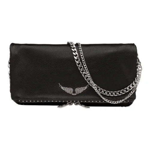 Zadig & Voltaire Cow Leather Handheld Crossbody Bag, Shoulder Bag Regular Women's Black