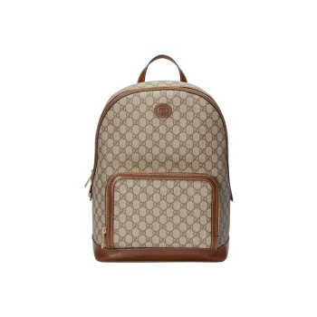 GUCCI GG Retro Series Canvas With Leather Trim Backpack Backpack Men's Beige/Ebony