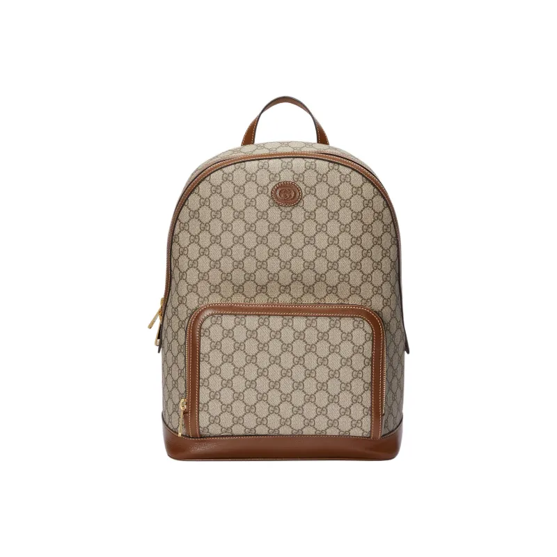 GUCCI GG Retro Series Canvas With Leather Trim Backpack Backpack Men's Beige/Ebony-0