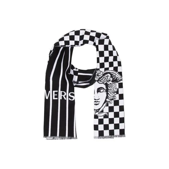 VERSACE Knit Scarves Women's Black/White-1