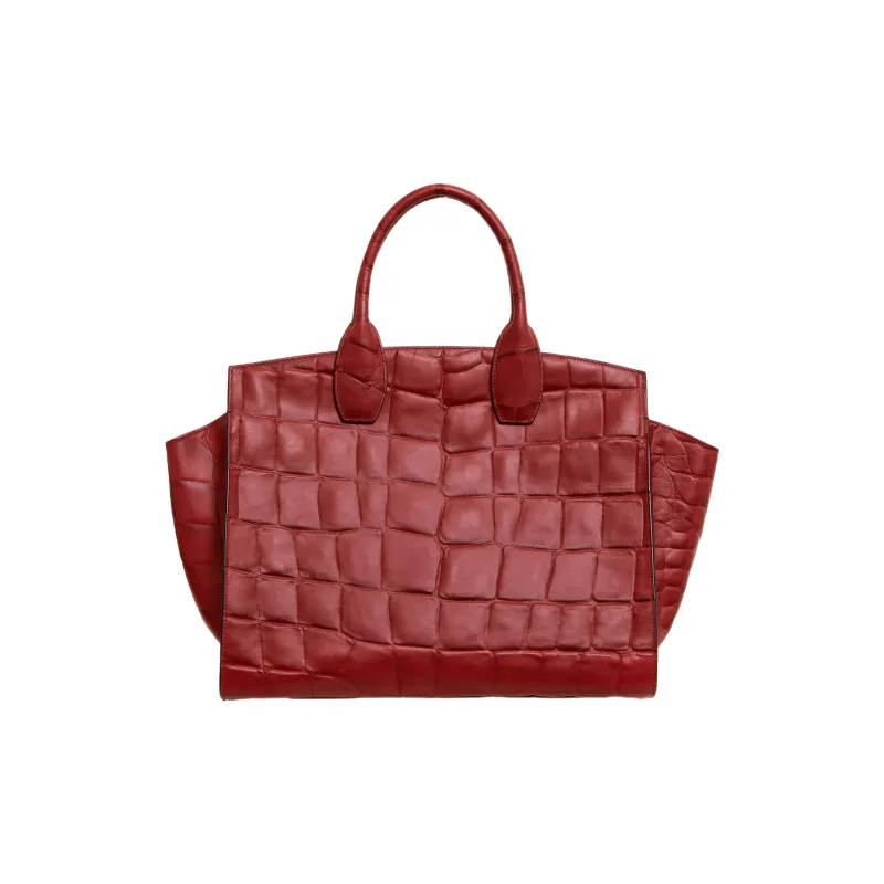 FERRAGAMO Studio Calfskin Handbag Large Size Women's Red-2