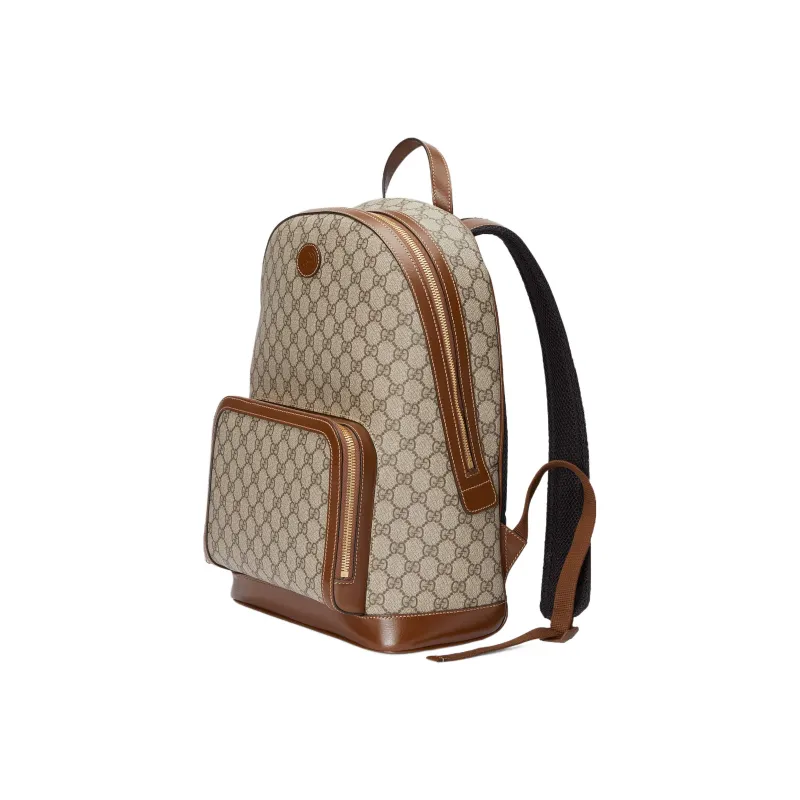 GUCCI GG Retro Series Canvas With Leather Trim Backpack Backpack Men's Beige/Ebony-1