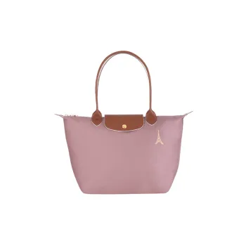 LONGCHAMP Le Pliage Club Cow Leather Trim Tote Bag Shopping Bag Shoulder Bag Handbag Small Size Women's Pink
