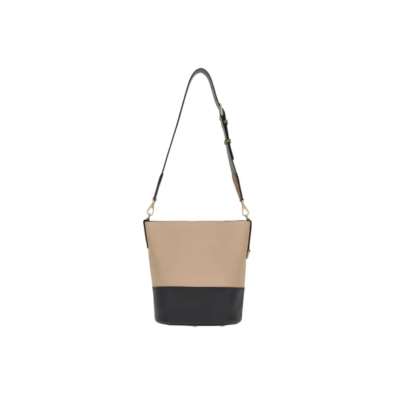 FERRAGAMO Studio Natural Grained Calfskin Bucket Bag Handbag Shoulder Bag Women's Brown/Black-5