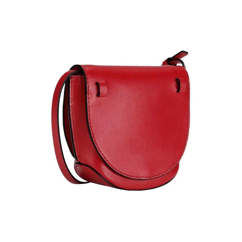 GANNI Leather Saddle Bag Shoulder Bag Crossbody Bag Women's Red-1