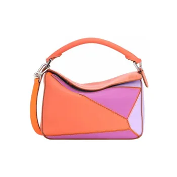 LOEWE Puzzle Calfskin Handbag Shoulder Bag Crossbody Bag Mini Women's Purple & Orange
