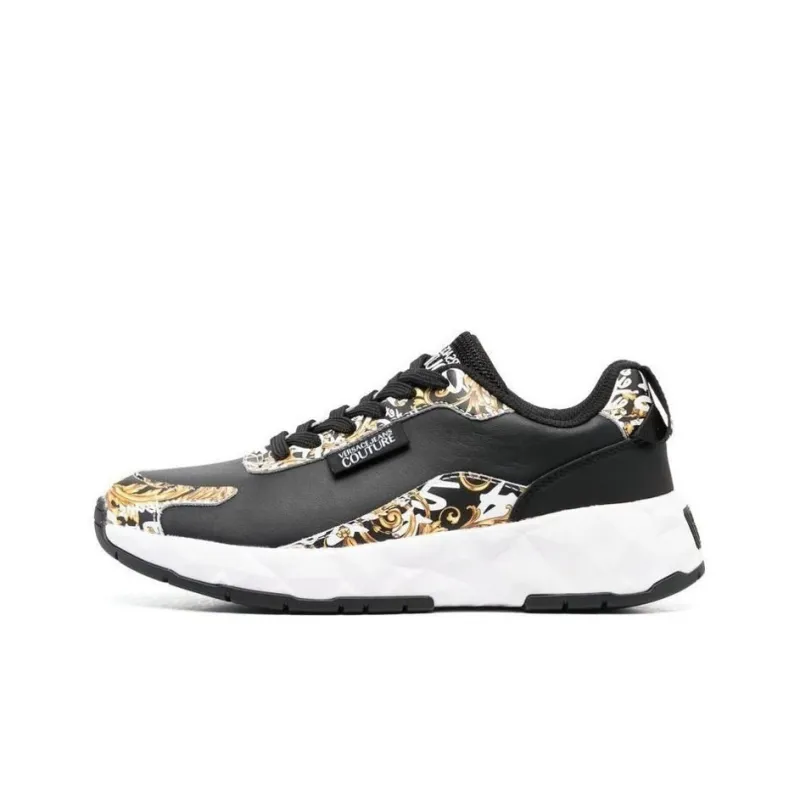VERSACE JEANS Versace Slip Resistant Low Top Sports Casual Shoes Women's Black Yellow-0