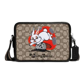 COACH Cow Leather Camera Bag, Shoulder Bag Unisex Khaki