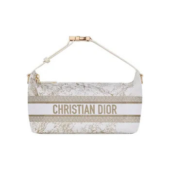 DIOR DiorTravel Fabric Portable Clutch Medium Size Women's Gold