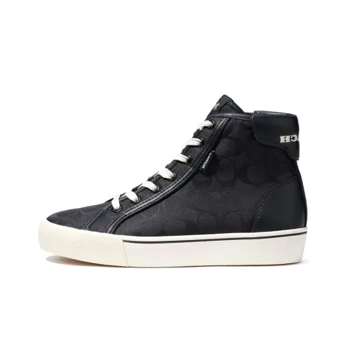 COACH Skateboard Shoes Women's High-Top Black