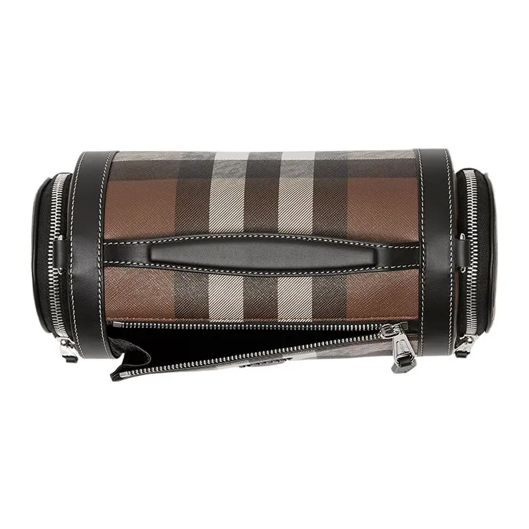 Burberry Check And Leather Sound Bag Dark Birch Brown/Black-3