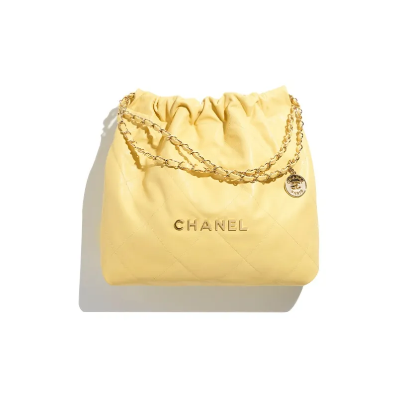 CHANEL 23C Early Spring Calfskin Tote Bag, Shopping Bag, Shoulder Bag, Handbag Medium Size Women's Yellow-0