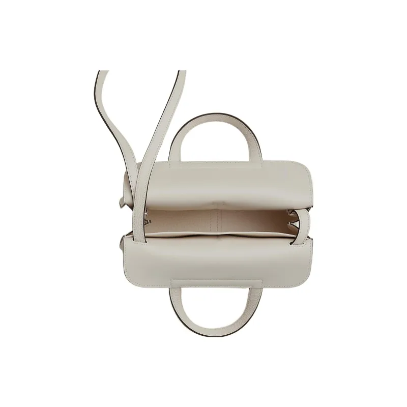 HERMES Halzan Clemence Bullock Leather Horse Shoe Bag Shoulder Bag Crossbody Bag Handbag Women's 8L Beton Glacier White-3