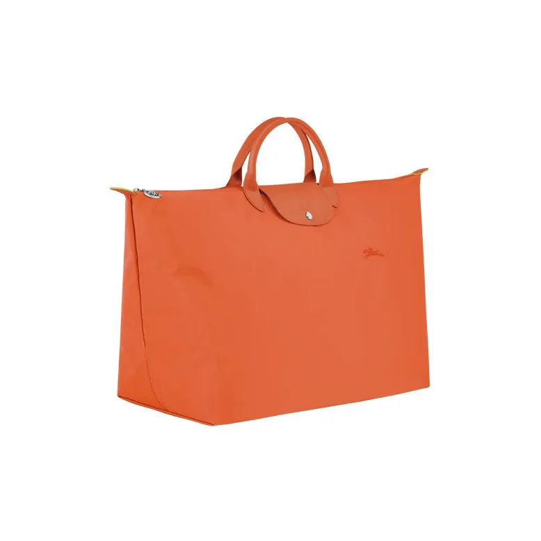 LONGCHAMP Le Pliage Green Cow Leather Canvas Travel Bag Handbag Extra Large Men's Orange-1
