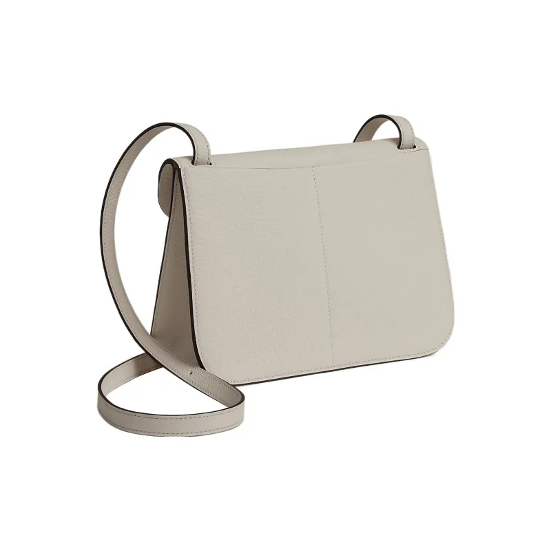 HERMES Halzan Clemence Bullock Leather Horse Shoe Bag Shoulder Bag Crossbody Bag Handbag Women's 8L Beton Glacier White-2