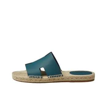 HERMES Antigua Espadrille Bleu Canard Calfskin Leather