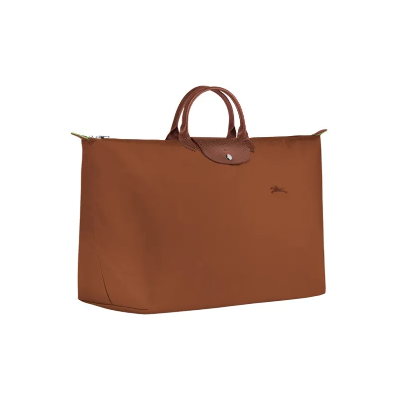LONGCHAMP Le Pliage Green Canvas With Leather Trim Canvas Bag Travel Bag Handbag Extra Large Men's Brown-1