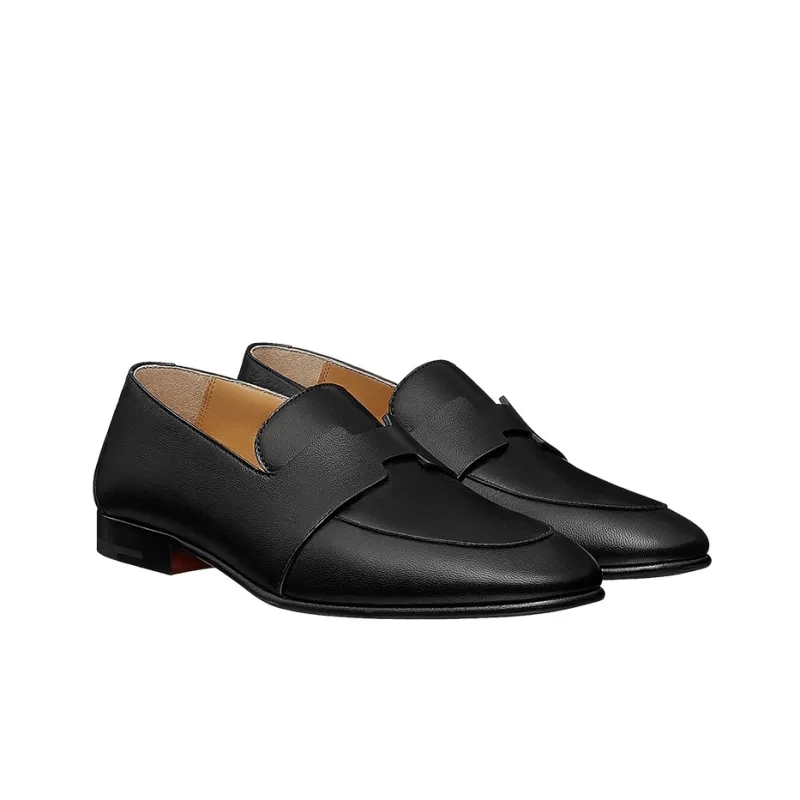 HERMES Ancora Loafers Men's Black-1