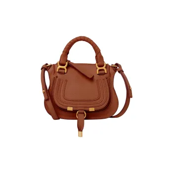 Chloe Marcie Grained Calfskin Shoulder Bag Crossbody Bag Handbag Mini Women's Brown