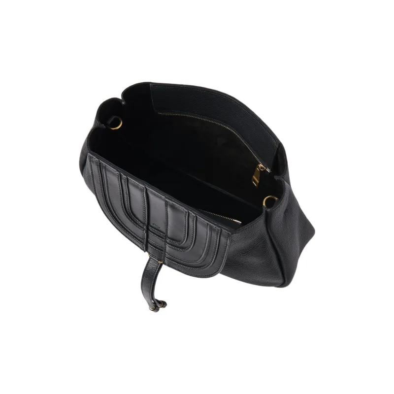 Chloe Marcie Grained Calfskin Shoulder Bag One Shoulder Portable Clutch Women's Black-2