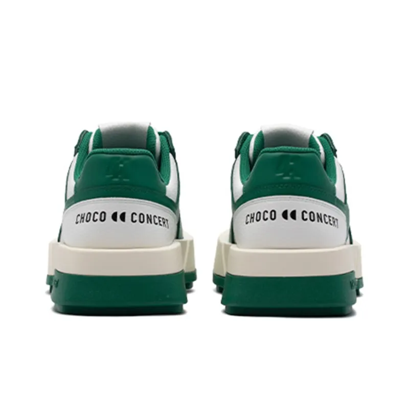 CHOCO CONCERT Cow Leather Round And Square Asymmetrical Sneaker Stylish Skateboarding Shoes Unisex Green-4