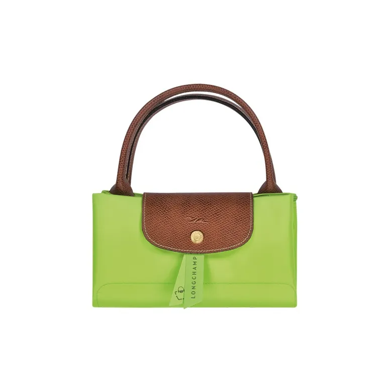 LONGCHAMP Le Pliage Cow Leather Canvas Polyamide Canvas Bag Dumpling Bag Handbags Medium Size Women's Green-3