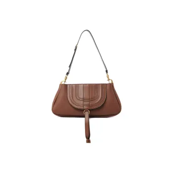 Chloe Marcie Grained Calfskin Shoulder Bag One Shoulder Clutch Women's Brown