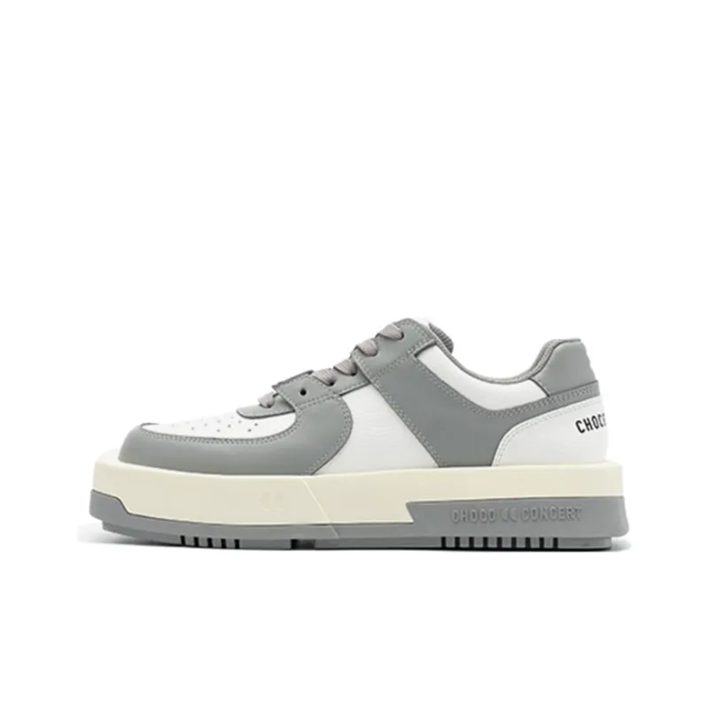 CHOCO CONCERT Cow Leather Round And Square Asymmetrical Sneaker Stylish Skateboarding Shoes Unisex Gray-0