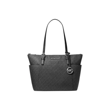 MICHAEL KORS Jet Set Leather Trim Tote Bag, Shopping Bag, Shoulder Bag, Handbag Large Size Women's Black