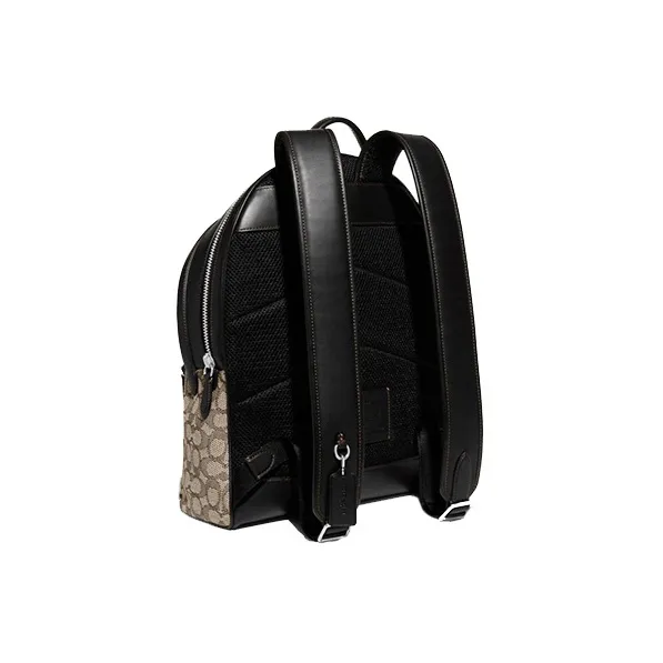 COACH Baymax Rabbit, Collaboration Charter Fabric With Cow Leather Backpack Men's Khaki & Black-1