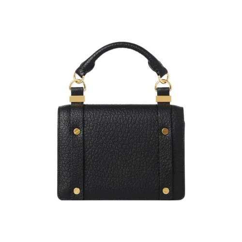 Chloe Grained Calfskin Flap Bag Shoulder Bag Crossbody Bag Handbag Small Size Women's Black