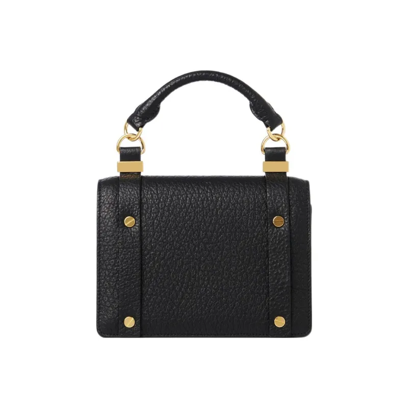 Chloe Grained Calfskin Flap Bag Shoulder Bag Crossbody Bag Handbag Small Size Women's Black-0