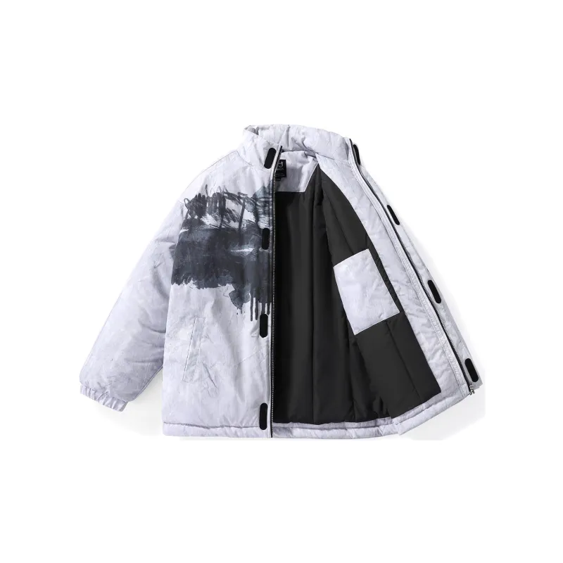Bt Letter Stand Collar Loose Fit Puffer Jacket Unisex-8