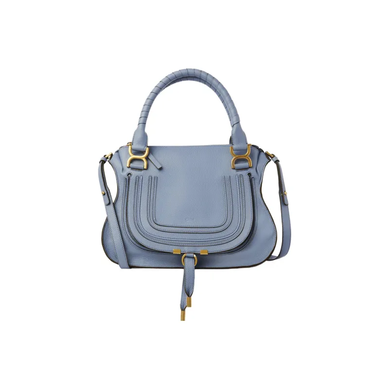 Chloe Marcie Grained Calfskin Shoulder Bag Crossbody Bag Handbag Women's Dark Blue-0