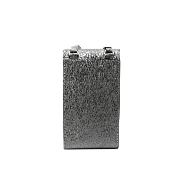 THOM BROWNE· Leather One Shoulder Crossbody Cell Phone Pouch Men's Gray-1