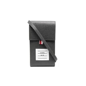 THOM BROWNE· Leather One Shoulder Crossbody Cell Phone Pouch Men's Gray