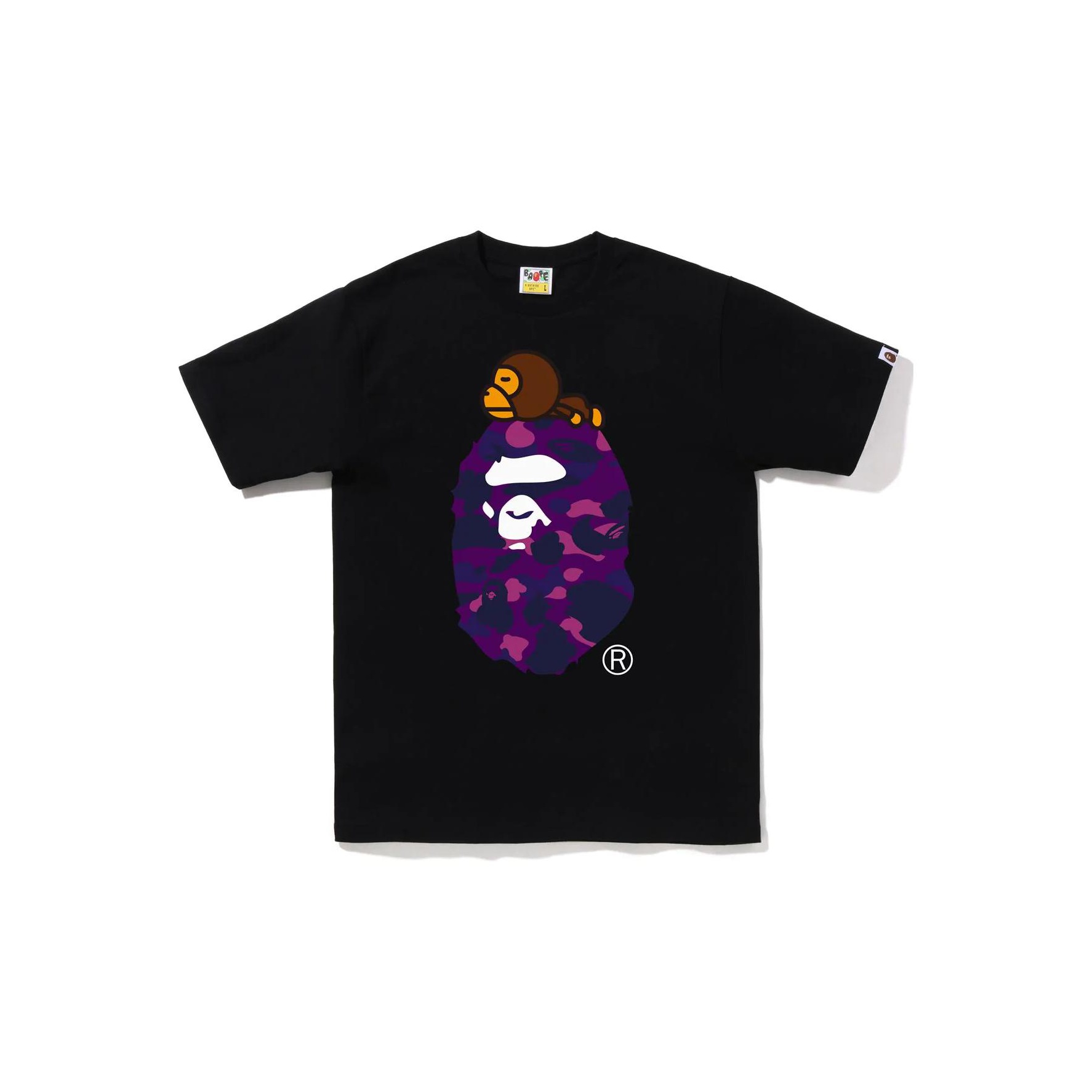 A BATHING APE Color Camo Milo on Big Ape Tee FW22 Black Blue