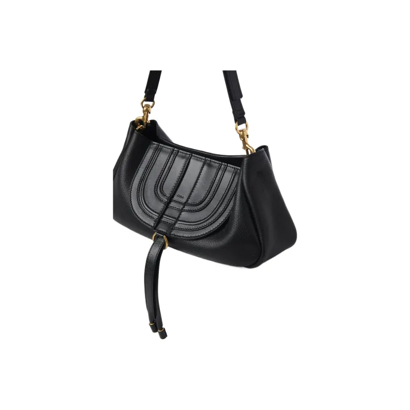 Chloe Marcie Grained Calfskin Shoulder Bag One Shoulder Portable Clutch Women's Black-3