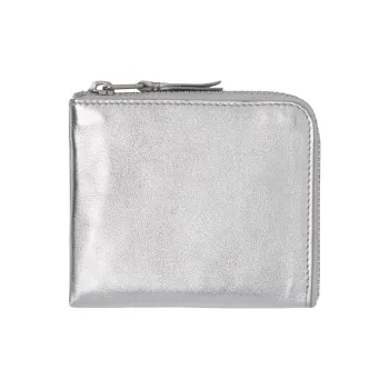CDG Cow Leather Card Holder Wallet Men's Silver