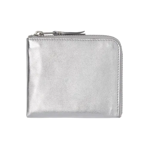 CDG Cow Leather Card Holder Wallet Men's Silver