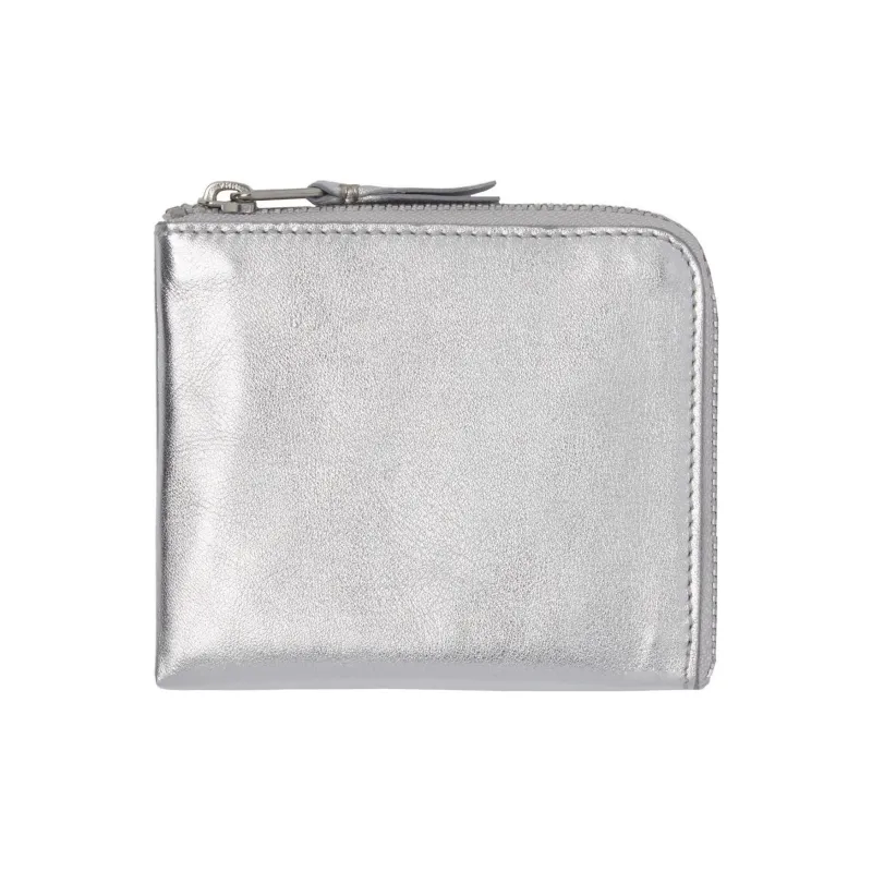 CDG Cow Leather Card Holder Wallet Men's Silver-0
