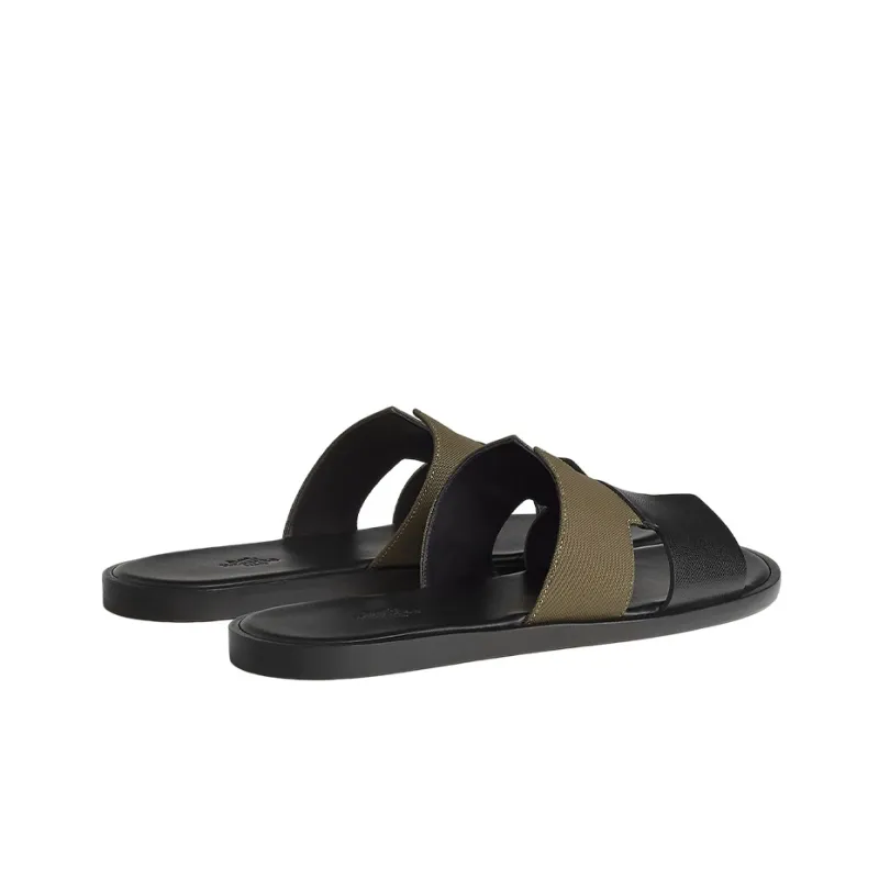 HERMES Izmir Slide Slippers Men's Black Brown-3