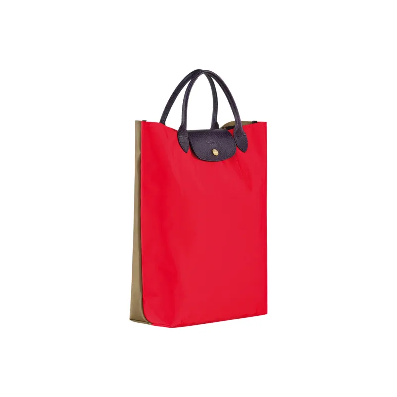 LONGCHAMP Le Pliage Re-play Cow Leather Trim Tote Bag Shopping Bag Handbag Women's Red & Black-2