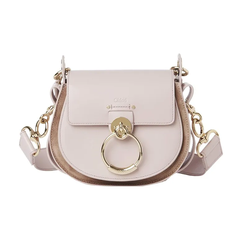 Chloe Tess Shiny Calfskin With Suede Calfskin Handbag Shoulder Bag Crossbody Bag Small Size Women's Light Purple-0