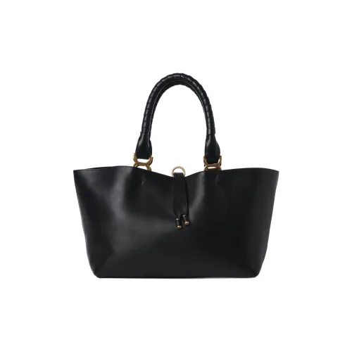 Chloe Marcie Smooth Finish Grained Calfskin Tote Bag Shopping Bag Shoulder Bag Handbag Small Size Women's Black