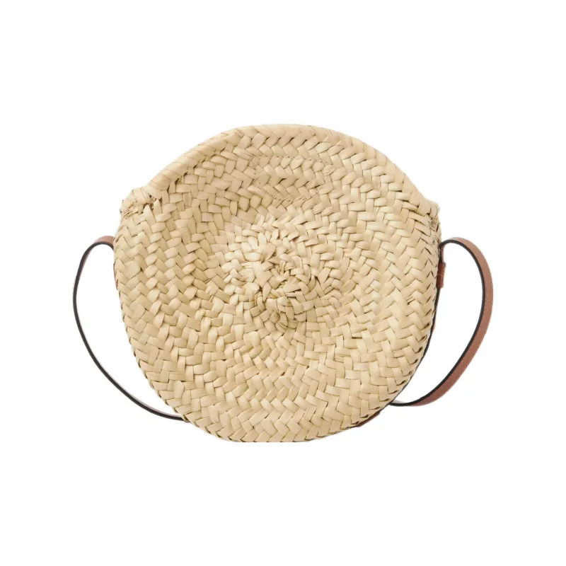 Chloe Marcie Raffia With Grain Calfskin Handbag, Shoulder Bag, Crossbody Bag Regular Women's Brown-2