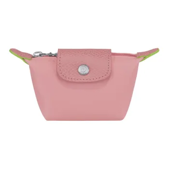 LONGCHAMP Le Pliage Green Cow Leather Trim Clutch Coin Purse Women's Pink