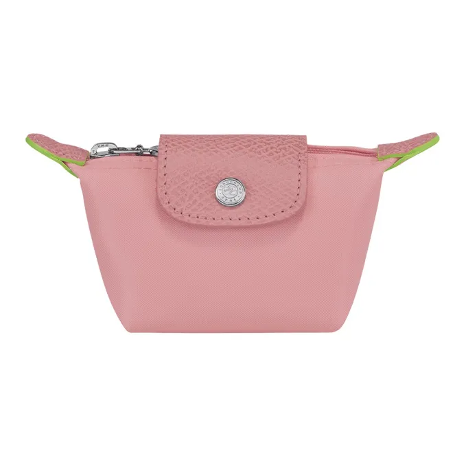 LONGCHAMP Le Pliage Green Cow Leather Trim Clutch Coin Purse Women's Pink-0