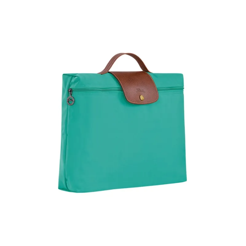 LONGCHAMP Le Pliage Green Canvas paneled Calfskin Trim Briefcase, Handbag Small Size Men's Blue-1