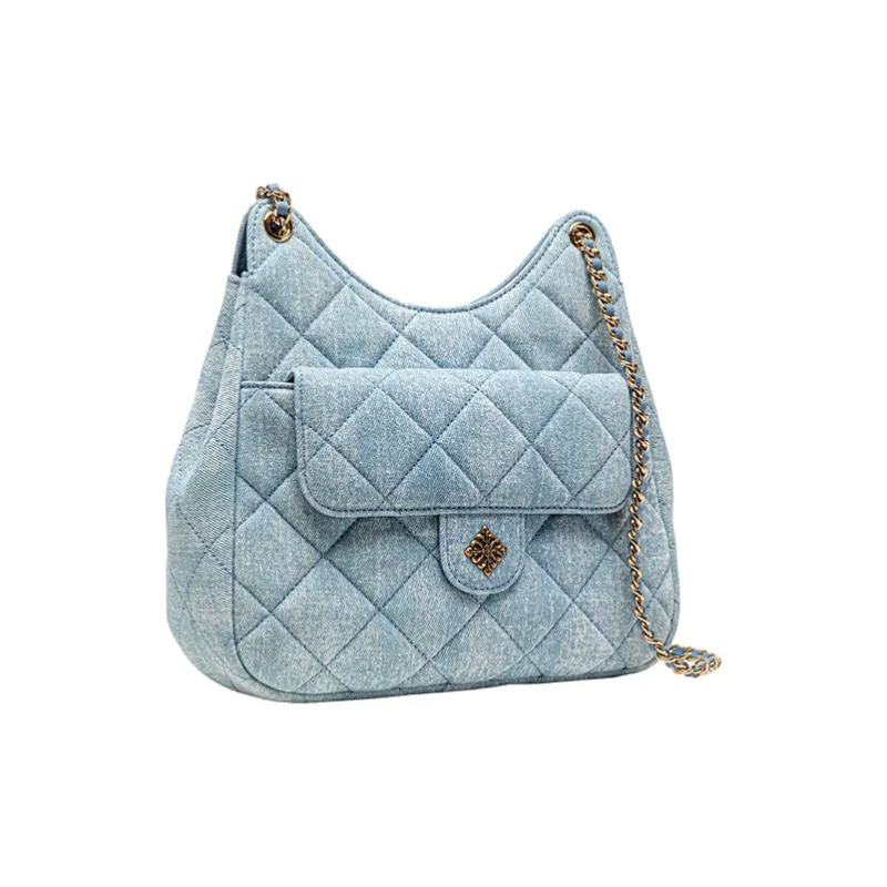 VANESSA HOGAN Denim Fabric Chain Bag Crossbody Bag Shoulder Bag Women's Light Blue-1